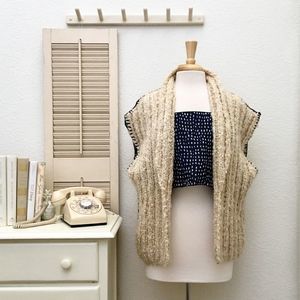 Hand Knit Boxy Sweater Vest, Blanket Stitched Trim